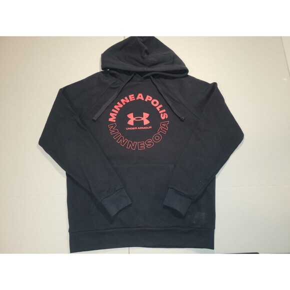 Under Armour Minneapolis Minnesota Hooded‎ Sweatshirt Mens Size Medium Black Red - Picture 1 of 6